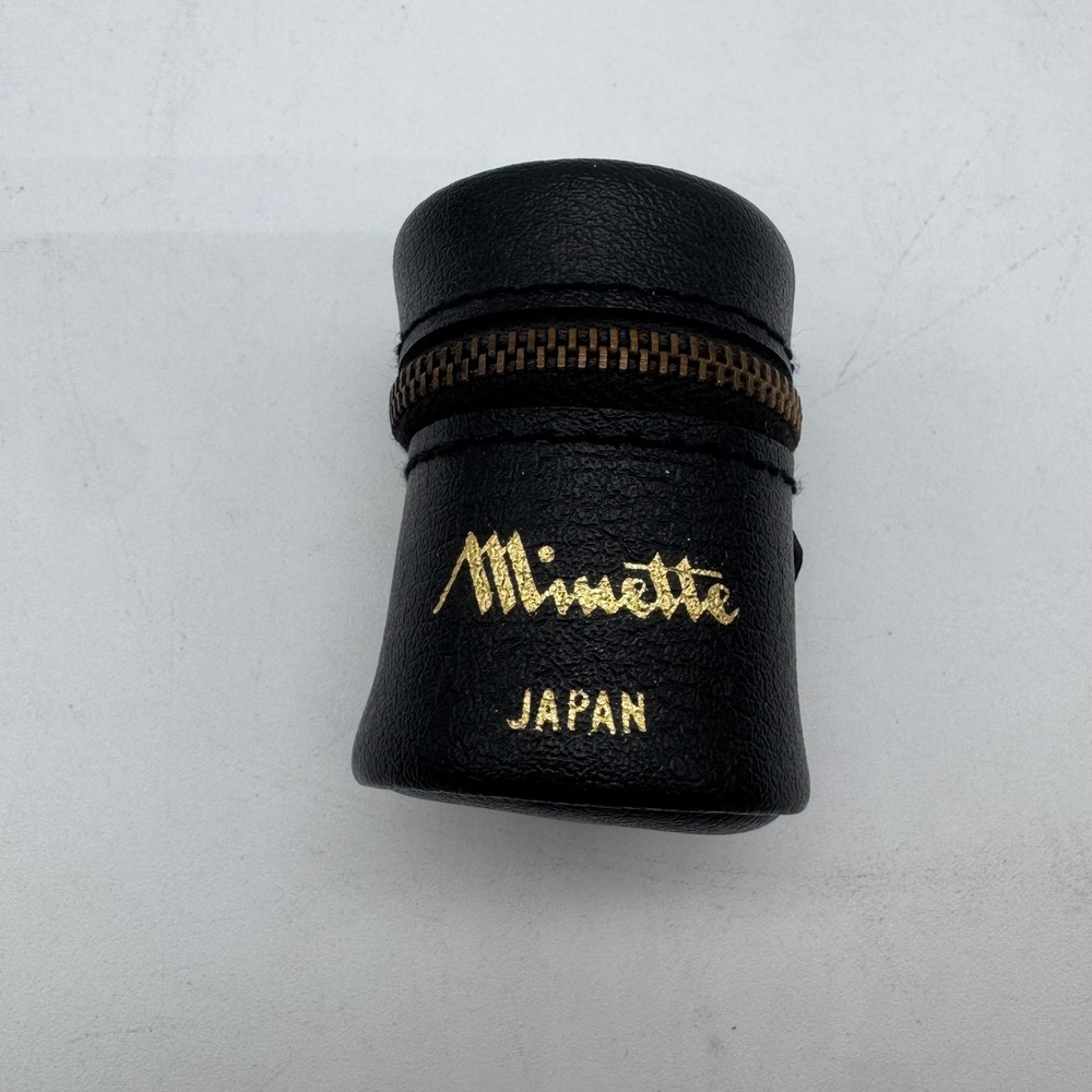 Vintage Minette Japan Black‎ Faux Leather Camera Lens Case Red Velvet Interior